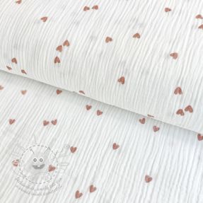 Dupla géz/muszlin Small hearts white