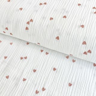 Dupla géz/muszlin Small hearts white