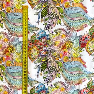 Viszkóz RAYON POPLIN Fantasy floral design A digital print