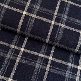 Lenvászon VISCOSE Lira check blue