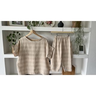 Dupla géz/muszlin Double sided CHECKS MINI beige