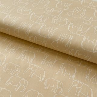 Pamutvászon Elephants line Art Snoozy light yellow