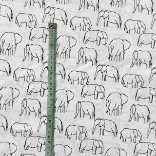 Pamutvászon Elephants line Art Snoozy white