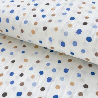 Dupla géz/muszlin Big dots Snoozy old blue