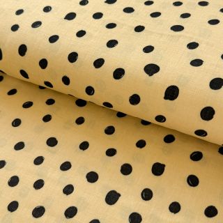 Dupla géz/muszlin Draw dots Snoozy light yellow