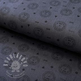 Dupla géz/muszlin sima Lion heads dark grey