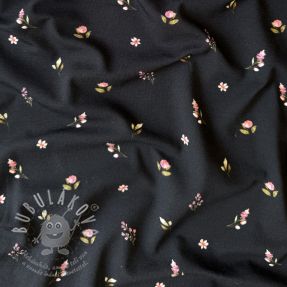 Jersey Rabbits and flowers TOSSSED navy digital print