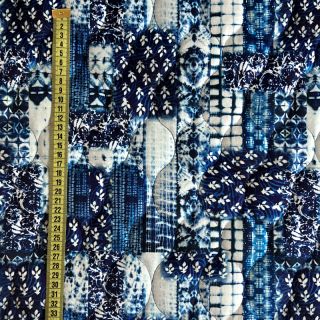 Steppelt anyag VELVET Patchwork navy digital print