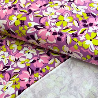 Szabadidő anyag Bright flowers design pink lime