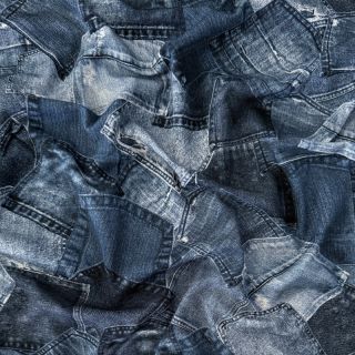 Jersey Jeans pocket navy digital print