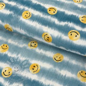 Dupla géz/muszlin Happy faces jeans digital print