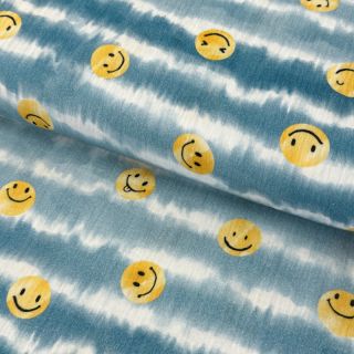 Dupla géz/muszlin Happy faces jeans digital print