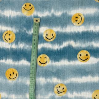 Dupla géz/muszlin Happy faces jeans digital print