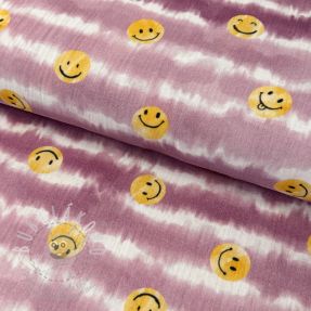 Dupla géz/muszlin Happy faces blush digital print