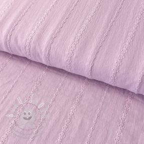 Pamutvászon VOILE Embroidery Stripes lilac