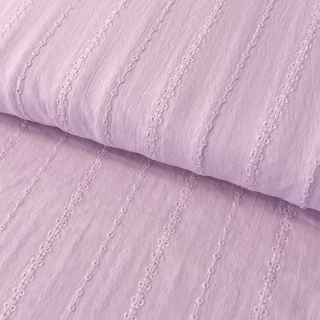 Pamutvászon VOILE Embroidery Stripes lilac