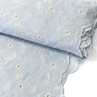 Pamutvászon Embroidery Emilia light blue 2-side border