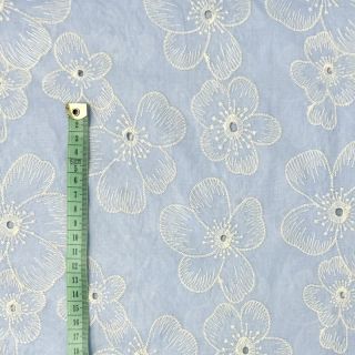 Pamutvászon Embroidery Emilia light blue 2-side border