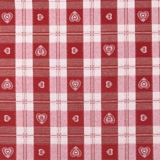 Dekorációs anyag jacquard DOUBLE FACE Landhaus Heart Check dark red