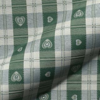 Dekorációs anyag jacquard DOUBLE FACE Landhaus Heart Check forest green