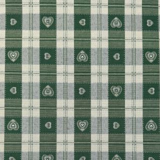 Dekorációs anyag jacquard DOUBLE FACE Landhaus Heart Check forest green