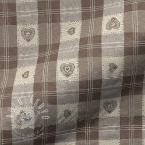 Dekorációs anyag jacquard DOUBLE FACE Landhaus Heart Check taupe