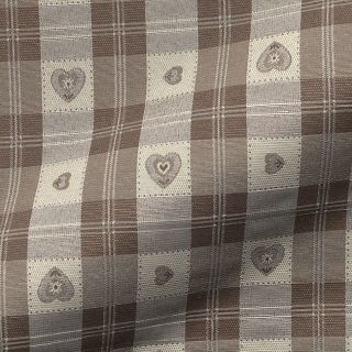 Dekorációs anyag jacquard DOUBLE FACE Landhaus Heart Check taupe