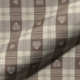 Dekorációs anyag jacquard DOUBLE FACE Landhaus Heart Check taupe