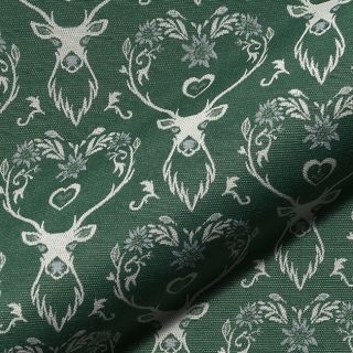 Dekorációs anyag jacquard DOUBLE FACE Landhaus Deer Heart forest green