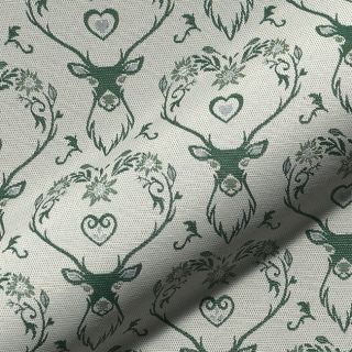 Dekorációs anyag jacquard DOUBLE FACE Landhaus Deer Heart forest green