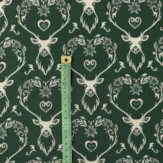 Dekorációs anyag jacquard DOUBLE FACE Landhaus Deer Heart forest green