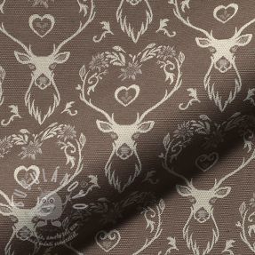 Dekorációs anyag jacquard DOUBLE FACE Landhaus Deer Heart taupe