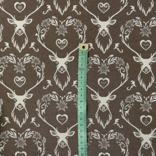 Dekorációs anyag jacquard DOUBLE FACE Landhaus Deer Heart taupe