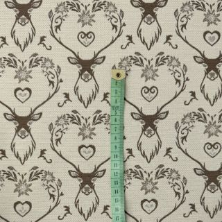 Dekorációs anyag jacquard DOUBLE FACE Landhaus Deer Heart taupe