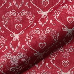 Dekorációs anyag jacquard DOUBLE FACE Landhaus Deer Heart dark red