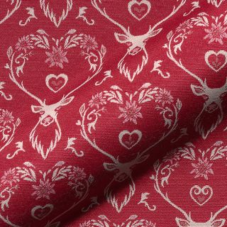 Dekorációs anyag jacquard DOUBLE FACE Landhaus Deer Heart dark red