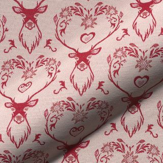 Dekorációs anyag jacquard DOUBLE FACE Landhaus Deer Heart dark red