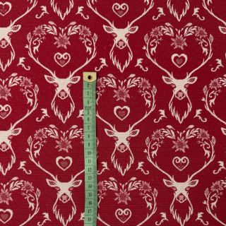 Dekorációs anyag jacquard DOUBLE FACE Landhaus Deer Heart dark red