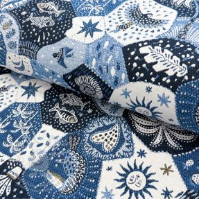 Dekorációs anyag jacquard Tucan allover bleu