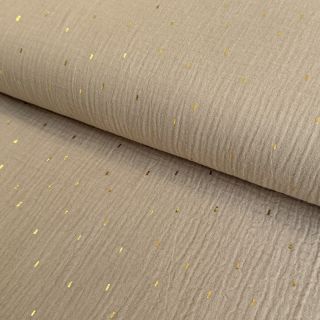 Dupla géz/muszlin Foil stripes beige/gold