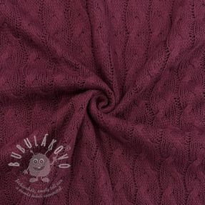 Pulóver anyag Jacquard CABLE bordeaux