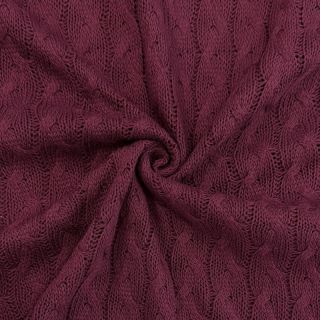 Pulóver anyag Jacquard CABLE bordeaux