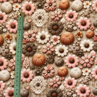 Jersey 3D Knitted Flowers design A digital print