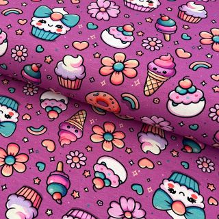 Jersey Sweet food fuchsia digital print