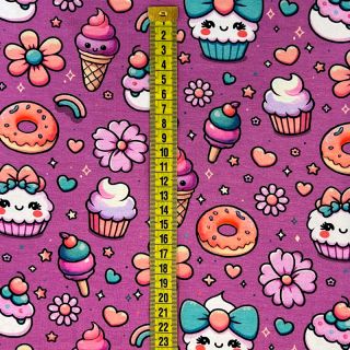 Jersey Sweet food fuchsia digital print