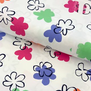 Jersey Flower prints white