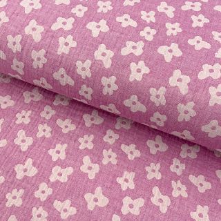 Dupla géz/muszlin JACQUARD Flowers cerise