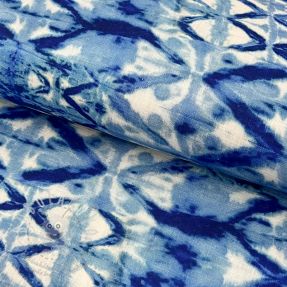 Viszkóz lenvászonnal Shibori TIE DYE blue digital print