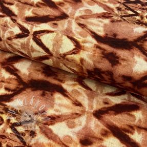 Viszkóz lenvászonnal Shibori TIE DYE brown digital print