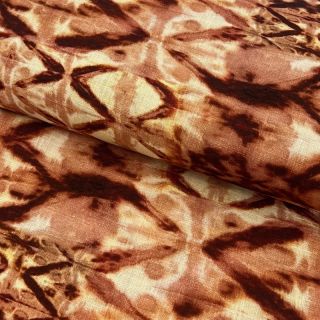 Viszkóz lenvászonnal Shibori TIE DYE brown digital print